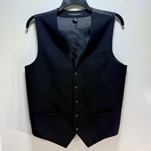 Axist Formal Vest‎ Mens Large Button Up Lined Sleeveless Black